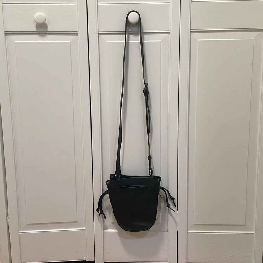 Black leather crossbody bag with room for all essentials!